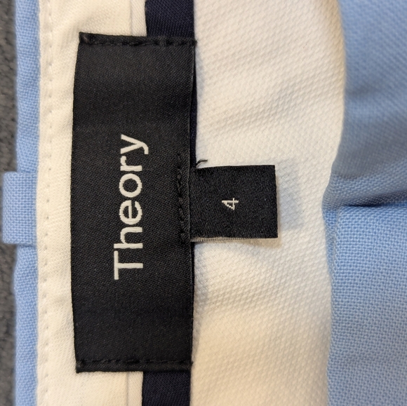 THEORY Treeca Cropped Wool-blend Slim-leg Blue Pants Women's Size 4 Office Attir - Picture 6 of 13